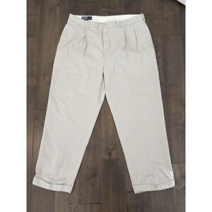Vintage 90s Polo Ralph Lauren Hammond Pants Mens 38X29 Tan Classic Chino Pleated